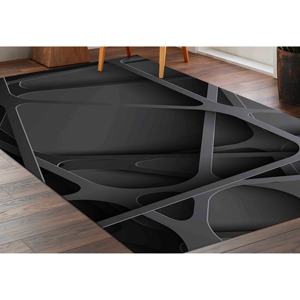 3D Black Abstract <b>Rug</b>: Modern Metallic Home Decor,<b>Chenille</b> <b>Rug</b> - Product Image 3