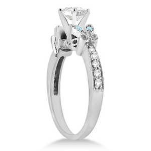 Ensemble de mariage papillon en diamant et aquamarine, palladium (0,42 ct), or rose, tendance pour cadeau de fête, avec zircon, topaze, platine - Product Image 3