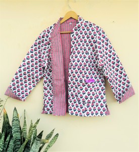 Cotton Women's <b>Quilted</b> Jacket Block Printed Boho Style <b>Quilted</b> Handmade Jackets Handmade Bulk Product - Product Image 3