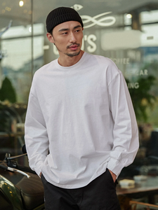 T-shirt unisexe à manches longues, basique, uni, rose et blanc, personnalisable avec impression OEM, pour homme et femme. - Product Image 5