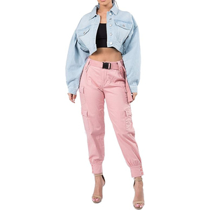 Chaqueta Vaquera Elástica con Botones para Mujer, Fabricantes OEM, Alta Calidad, Estilo Casual Desgastado, Chaqueta Corta de Mezclilla para Mujer 2026 - Product Image 4