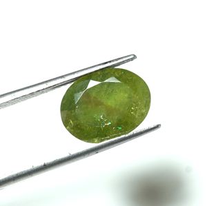 Pierre précieuse en vrac de forme ovale à facettes en Titanite verte naturelle - Product Image 3