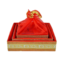 Panier cadeau de fermeture de filet de Style traditionnel indien Rrajsthani Belles paniers brodés de filet rouge pour les faveurs de mariage