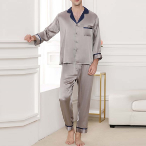 Nuevo estilo, pijamas para hombre, conjunto de manga larga, ropa de dormir transpirable de seda, camisón de talla grande suave y acogedor de estilo moderno para hombre para niños - Product Image 3