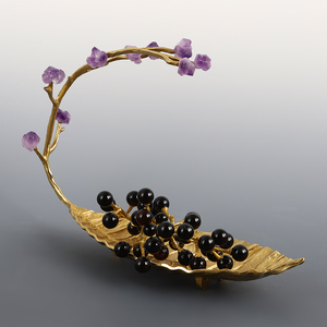 Bol décoratif en laiton Fournisseur de gros Bol de service en laiton plaqué or en forme de feuille antique - Product Image 5