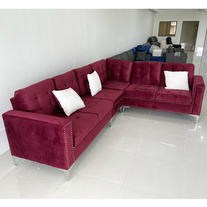 Contemporary L-Shaped Corner <b>Sofa</b> Set SFL68028 2.6m X 1.6m with Red PU Fabric Tufted Extendable Home Furniture <b>Sponge</b> Filling - Product Image 4