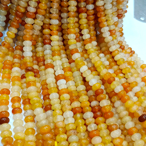 Cuentas de piedra de cristal lisas de 8mm de cuarzo amarillo natural Rondelle vendidas por hebra de 8 pulgadas de largo para la fabricación de joyas - Product Image 1