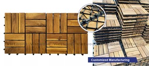 Dalles de terrasse extérieures en bois d'acacia du Vietnam, 300x300mm, imperméables, antidérapantes, écologiques, à emboîtement, garantie 5 ans+, pour jardin - Product Image 6