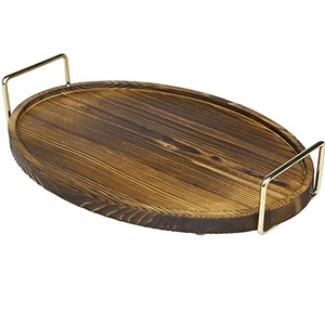 Plateau de service en bois finition noyer, vaisselle personnalisée, plat de service pour le dîner, le petit-déjeuner, les pâtes, plateau de service en bois - Product Image 2