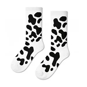Colorful Sports <b>Socks</b> with Breathable <b>Black</b> Spotted Cow Pattern for Daily Use - Product Image 1