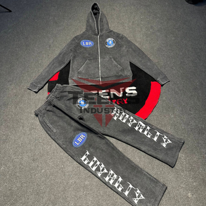 Survêtements pour hommes en coton 100% décontractés à capuche délavés à l'acide Respirants Confortables Tailles plus grandes Service OEM Impression de logo personnalisée Conception - Product Image 3