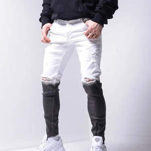 กางเกงยีนส์สกินนี่ทรงเข้ารูป ระบายอากาศได้ดี สีไล่ระดับ แต่งขาด ดีไซน์เก๋ เอวกลาง ผ้าเดนิมแฟชั่น พร้อมดีเทลรู - Product Image 1