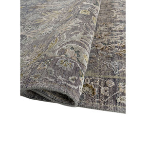 Tapis en laine et soie noué à la main Aurora Blue AKWS-13035, motif floral abstrait, pour la maison, la voiture, couloir, design patchwork pour salon - Product Image 2