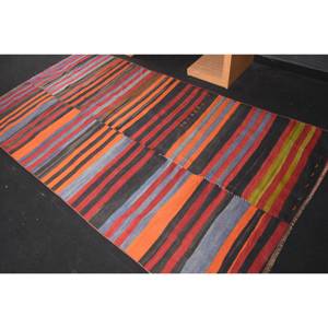 Tapis turc classique de style bohème Orange rouge 4.4x8.4ft laine patchwork avec support en latex pour motif rectangle de chevet d'entrée - Product Image 4