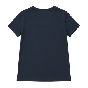 T-shirt pour femme en coton biologique de luxe 100% certifié GOTS, col en V, manches courtes, bleu marine, pré-rétréci, doux, respirant, coupe ajustée - Product Image 2