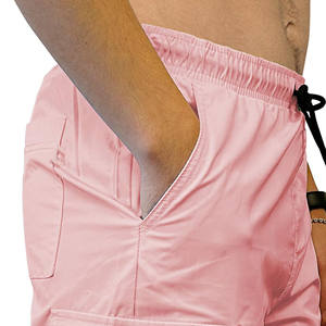 Custom <b>Men's</b> Super Soft Cotton <b>Shorts</b> Elastic Waistband Print Logo Comfort Sweat Street Casual <b>Pink</b> Cotton Cargo <b>Shorts</b> - Product Image 3