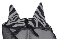 Masque anti-mouches pour chevaux à imprimé zèbre avec filet en maille et protection des oreilles, en nylon durable pour usage équestre