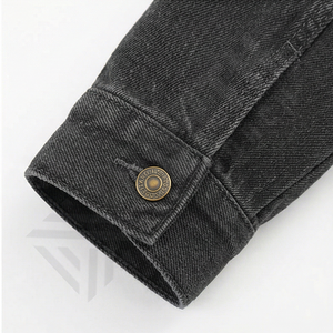 Veste en jean réversible pour homme, style universitaire, col montant, design hiver, personnalisable, style urbain – Grande Vente - Product Image 6