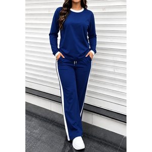 Conjunto de Dos Piezas para Mujer, Blusa de Viscosa con Cuello Ciclista y Mangas Largas, y Pantalones con Detalles de Cinta, 38654 - Negro - Product Image 2