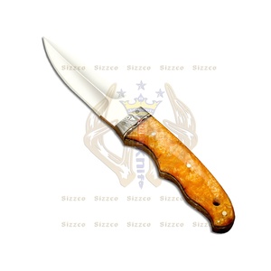 Beau couteau à dépecer de camping de chasse à lame fixe en acier D2 fait à la main avec gaine en cuir, poignée ergonomique en résine, cadeau pour lui - Product Image 2