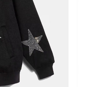 casual OEM Heavyweight Screen Print <b>Zip</b> Hoodies 100% Cotton Hoody Sweatshirt Custom Streetwear Rhinestone <b>Zip</b> <b>Up</b> <b>Hoodie</b> - Product Image 3