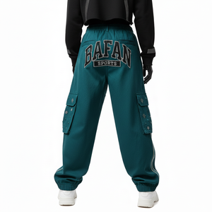 Pantalones Holgados para Mujer, Mezcla de Algodón Grueso, Tela Twill de 290 GSM, Verde Azulado, Estilo Cargo con Paneles Utilitarios, Logotipo Personalizado, Pantalones Holgados en Venta - Product Image 2