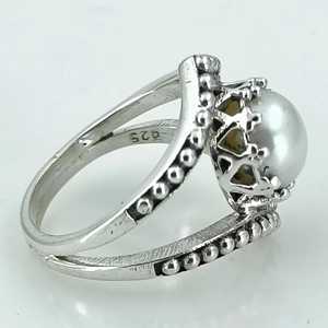 Navya Craft Handmade 925 Sterling <b>Silver</b> Freshwater Pearl <b>Statement</b> <b>Ring</b> Boho June Birthstone Jewelry with Sizes 4 13 for Women - Product Image 3
