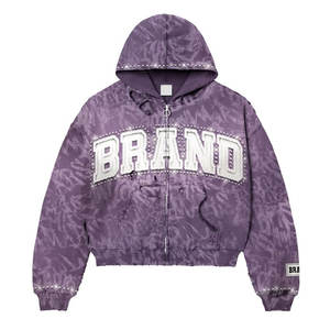 Sweat à capuche élégant pour homme en polaire épais avec fermeture éclair, 100% coton, logo personnalisé, vêtements de sport d'hiver, streetwear confortable, motif imprimé - Product Image 4