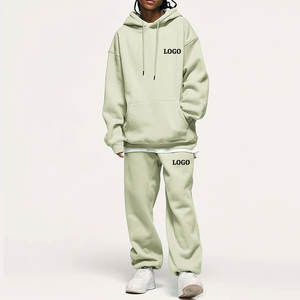 Offre Spéciale automne femmes ensemble à capuche pull poche Jogging costume survêtement femmes deux pièces ensemble avec Logo personnalisé - Product Image 4