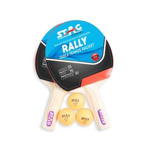 STAG ICONIC Ensemble de tennis de table d'extérieur, raquettes en bois résistantes aux intempéries, balles à picots longs, certifié ITTF pour l'intérieur/l'extérieur - Product Image 1