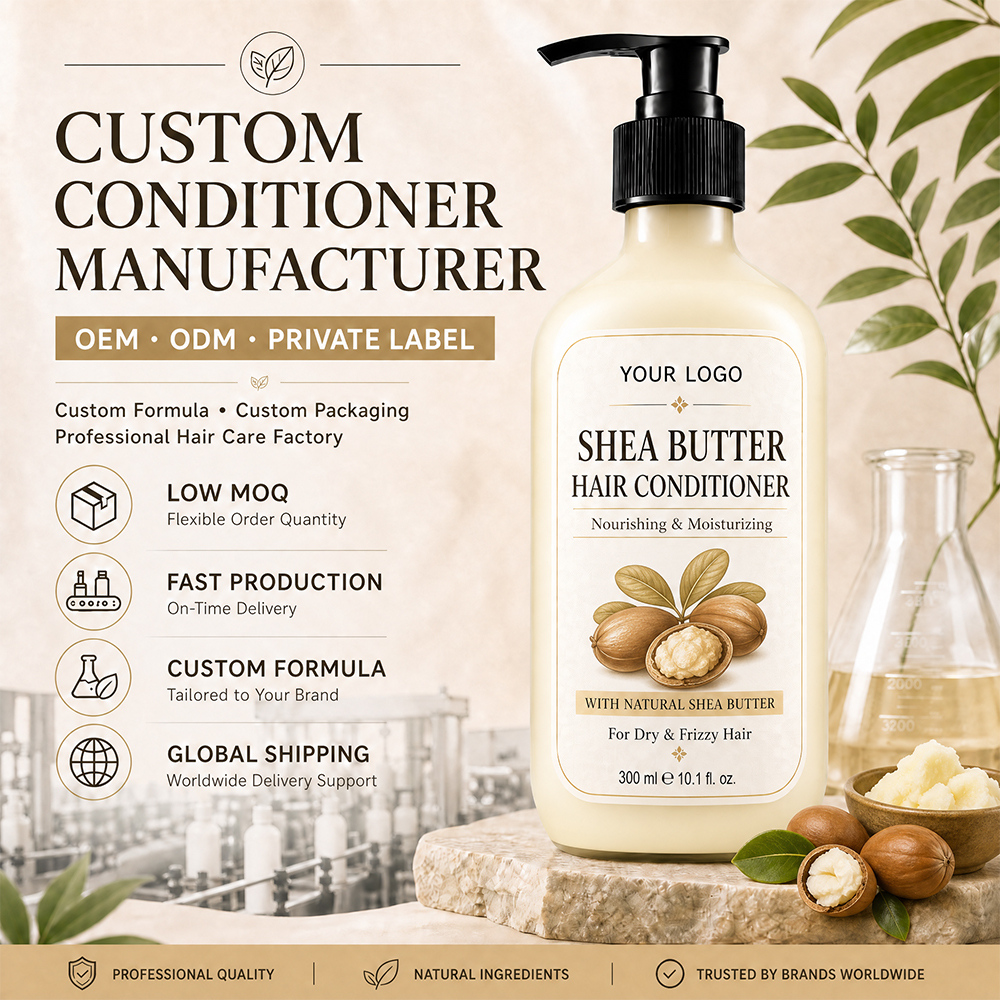 Private Label Shea Butter Hair Conditioner Nourishing Moisturizing Treatment For Dry Frizzy Hair Care Softening Cream OEM