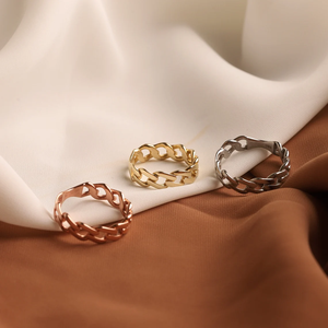 Stacking <b>Ring</b> 18k Yellow Gold Rose Gold and Silver <b>Ring</b> for Women's Curb Chain <b>Ring</b> MiniMalist Jewelry - Product Image 1