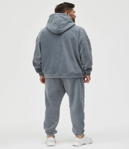 Ensemble de Survêtement d'Hiver de Qualité Supérieure pour Homme Imprimé Solide Polaire Écologique Sweat à Capuche avec Fermeture Éclair Coupe-Vent Joggers Grande Taille - Product Image 3