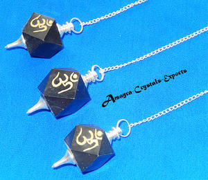 Derniers pendules Orgone Agate Améthyste Pentagone Ohm avec chaîne Pendules de vente chaude de meilleure qualité du fabricant direct - Product Image 5