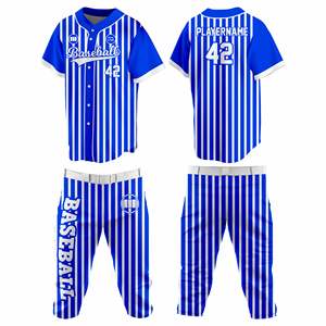 เสื้อเบสบอลลายทางคุณภาพสูงแบบขายส่งปี 2026 ออกแบบโลโก้ทีมตามสั่ง ชุดยูนิฟอร์มแบบซับลิเมชั่น เสื้อเปล่าสำหรับนักกีฬาสโมสร - Product Image 1