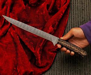 Cuchillo De Filete de Damasco hecho a mano personalizado Chef de acero de Damasco y cuchillo de cocina con cuchillos de filete de vaina de cuero puro - Product Image 6