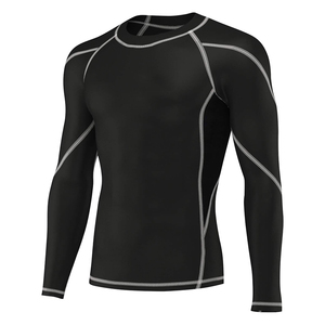 Camisetas de Compresión Deportivas al por Mayor para Adultos, Color Negro, Manga Larga, Poliéster y Elastano, con Logotipo Personalizado - Product Image 1