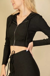 Veste personnalisée streetwear sweat à capuche zippé pour femme mode sweat à capuche uni blanc manteau pour femme sweat à capuche zippé gris - Product Image 2