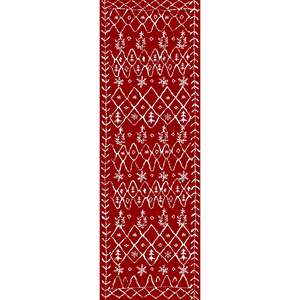 BERTHMEER Tappeto Natalizio Moderno Rosso 2x6 in Polipropilene, Antiscivolo, Lavabile, Design Geometrico per Interni Domestici, Tuftato - Product Image 2