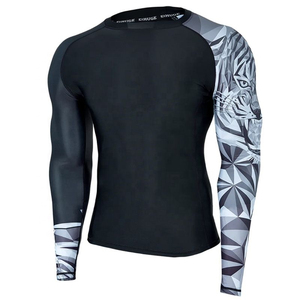 Men's UPF 50+ Breathable Spandex/Polyester Rash Guard UV Quick Dry Athletic Compression <b>Swim</b> <b>Shirt</b> MMA BJJ Fitness Outdoor - Product Image 3