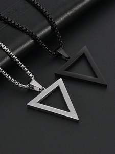 Vintage Femme Carré Triangle Clavicule Chaîne Cool En Acier Inoxydable Collier pour Discothèque Disco Fiançailles Pendentif pour Hommes - Product Image 2