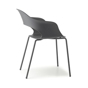 Stackable Armchair Certified Recycled Polymer <b>Shell</b> Painted Metal 4-Leg Frame Indoor Outdoor Restaurant Cafe <b>Chair</b> Made in Italy - Product Image 4