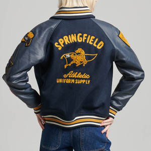 La mejor chaqueta con letras a la moda para mujer, diseño único, manga larga de gran calidad, talla XL, forro de lana de cuero PU, suministro al por mayor - Product Image 2