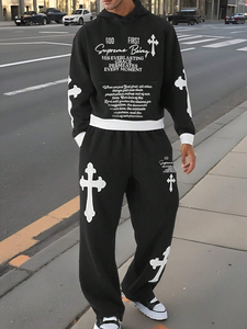 Vente en gros de pulls à capuche légers 220gsm pour hommes pantalons de survêtement surdimensionnés en polaire survêtements décontractés solides 100% coton - Product Image 6