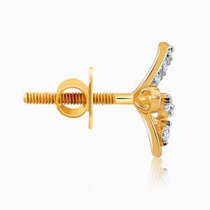 Pendientes Clásicos de Oro Puro con Diseño de Cuatro Pétalos Rellenos de Diamantes Cultivados en Laboratorio - Product Image 5