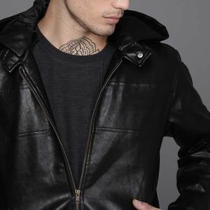 Sweat à capuche en cuir pour homme avec poche latérale, design personnalisé, fabricant en gros, imperméable et respirant - Product Image 5