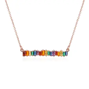 wholesale jewelry gold lesbian gay pride LGBT gifts multicolor rainbow gemstone necklace