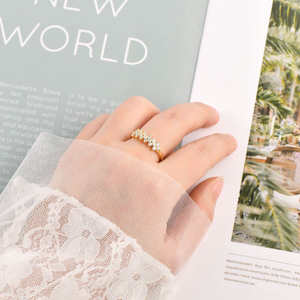 New Arrivals Direct Sales 925 Sterling Silver 2mm 0.03ct D VVS1 Moissanite Prong Set <b>Petal</b> Half Eternity Flower Leaf Trendy Ring - Product Image 5