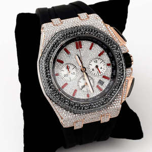 Elegante Reloj de Diamantes Moissanite de 41 mm, Cristal Helado, Movimiento de Cuarzo Hip Hop, Joyería, Caja Cuadrada, Reloj Analógico de Lujo con Correa de Goma, ETA Limitado - Product Image 6