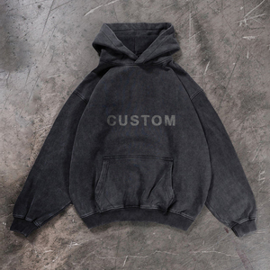 Sudadera con Capucha Extra Grande para Hombre, Estilo Vintage Lavado, de Alta Calidad, Personalizada, Desgastada, con Lavado Ácido - Product Image 1